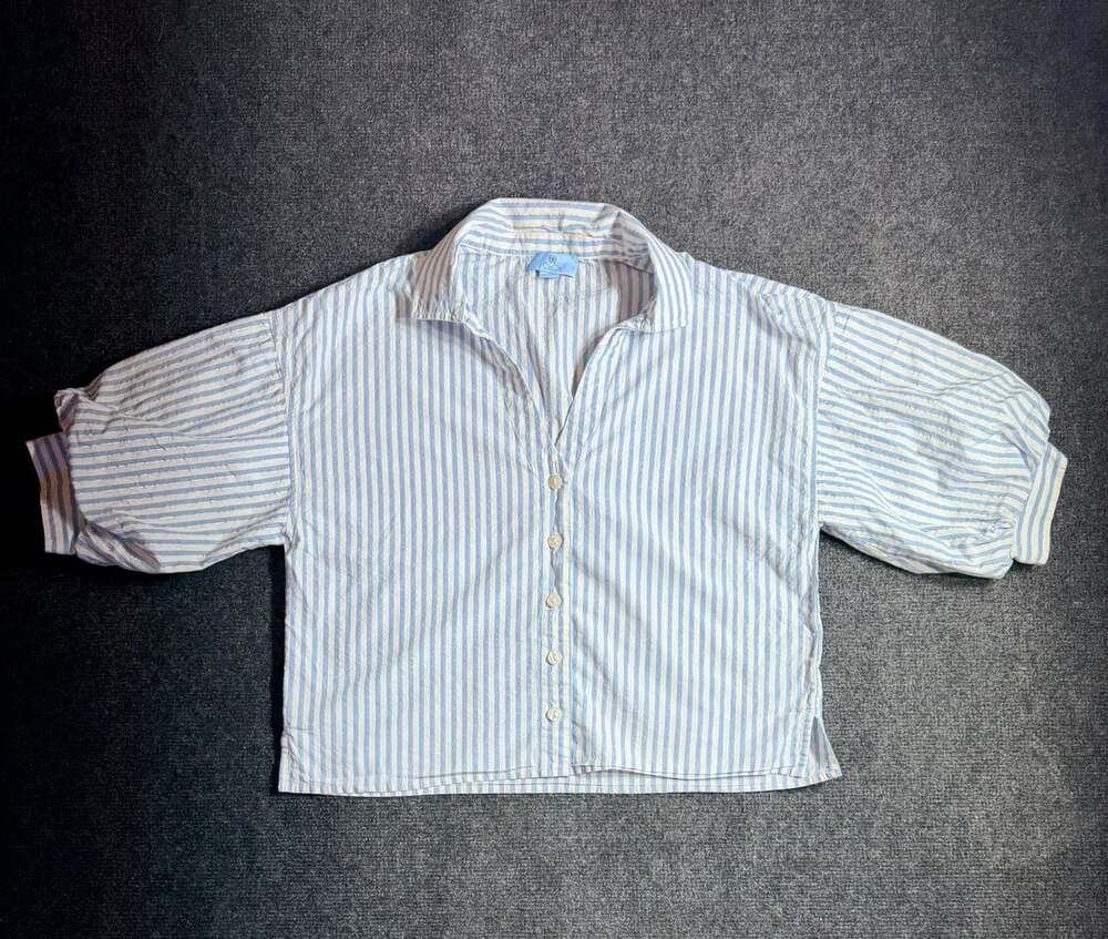 CeCe Striped Button-Front Shirt Womens Medium